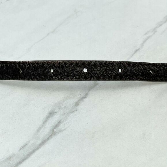 J. Crew Brown Leather Fur Chain Belt - Size Medium M | Gold Hardware - Picture 11 of 11